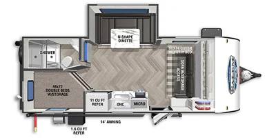 2021 Salem Platinum 178BHSKX Bunkhouse travel trailer floorplan diagram — Triple C Camper Consignment