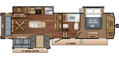 2014 Jayco Eagle Premier 321RLTS Rear Living | Full-Time Ready fifth wheel floorplan diagram — Triple C Camper Consignment