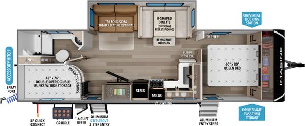 2021 Grand Design Imagine 2800BH Bunkhouse travel trailer floorplan diagram — Triple C Camper Consignment