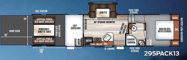 2018 Forest River Wolf Pack 295PACK13 13FT Garage toy hauler floorplan diagram — Triple C Camper Consignment