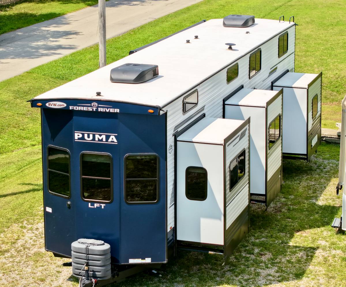 2025 Palomino Puma Destination 403LFT travel trailer for sale at Triple C Camper Consignment in Kentuckiana — photo 1 of 12