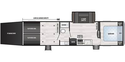 2020 Keystone Springdale Tailgator Toyhauler 32TH 12ft Garage toy hauler floorplan diagram — Triple C Camper Consignment