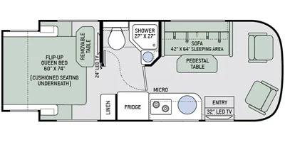 2017 Thor Compass 23TR 350HD PowerStroke TurboDiesel class b motorhome floorplan diagram — Triple C Camper Consignment