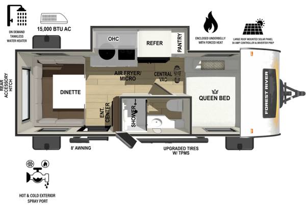 2022 Forest River R-Pod 190 travel trailer floorplan diagram — Triple C Camper Consignment