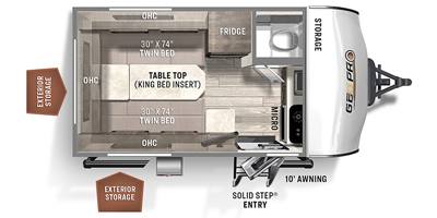 2022 Rockwood Geo Pro G15TB Front Kitchen travel trailer floorplan diagram — Triple C Camper Consignment