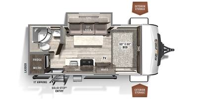 2021 Rockwood Geo Pro 19FBS travel trailer floorplan diagram — Triple C Camper Consignment