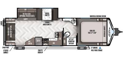 2021 East to West Alta 2850KRL travel trailer floorplan diagram — Triple C Camper Consignment