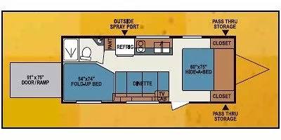 2010 KZ MXT ToyHauler 264 toy hauler floorplan diagram — Triple C Camper Consignment