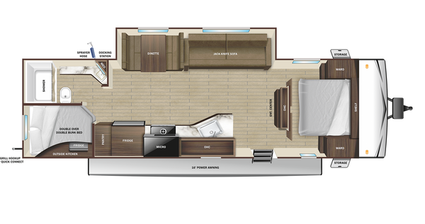 2025 Starcraft Autumn Ridge 26BHS Bunkhouse travel trailer floorplan diagram — Triple C Camper Consignment