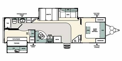 2011 Forest River Sierra 303BH Private Bunkroom travel trailer floorplan diagram — Triple C Camper Consignment