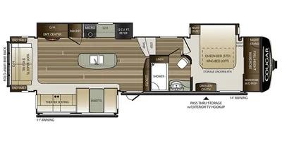 2018 Keystone Cougar 344MKS Rear Living | Washer/Dryer fifth wheel floorplan diagram — Triple C Camper Consignment