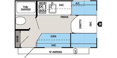 2014 Jayco Jayflight Swift 145RB travel trailer floorplan diagram — Triple C Camper Consignment