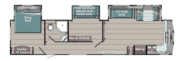 2015 Gulfstream Conquest Destination 40DEN travel trailer floorplan diagram — Triple C Camper Consignment