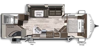 2022 Dutchmen Kodiak 289BHSL Bunkhouse travel trailer floorplan diagram — Triple C Camper Consignment