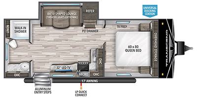 2023 Grand Design Transcend 221RB Rear Bath | Washer/Dryer travel trailer floorplan diagram — Triple C Camper Consignment