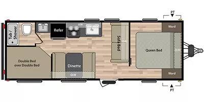 2018 Keystone Springdale 2600TB Bunkhouse travel trailer floorplan diagram — Triple C Camper Consignment