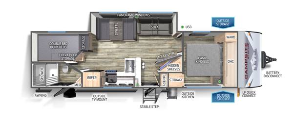 2024 Forest River Campsite Reserve 26CJ travel trailer floorplan diagram — Triple C Camper Consignment